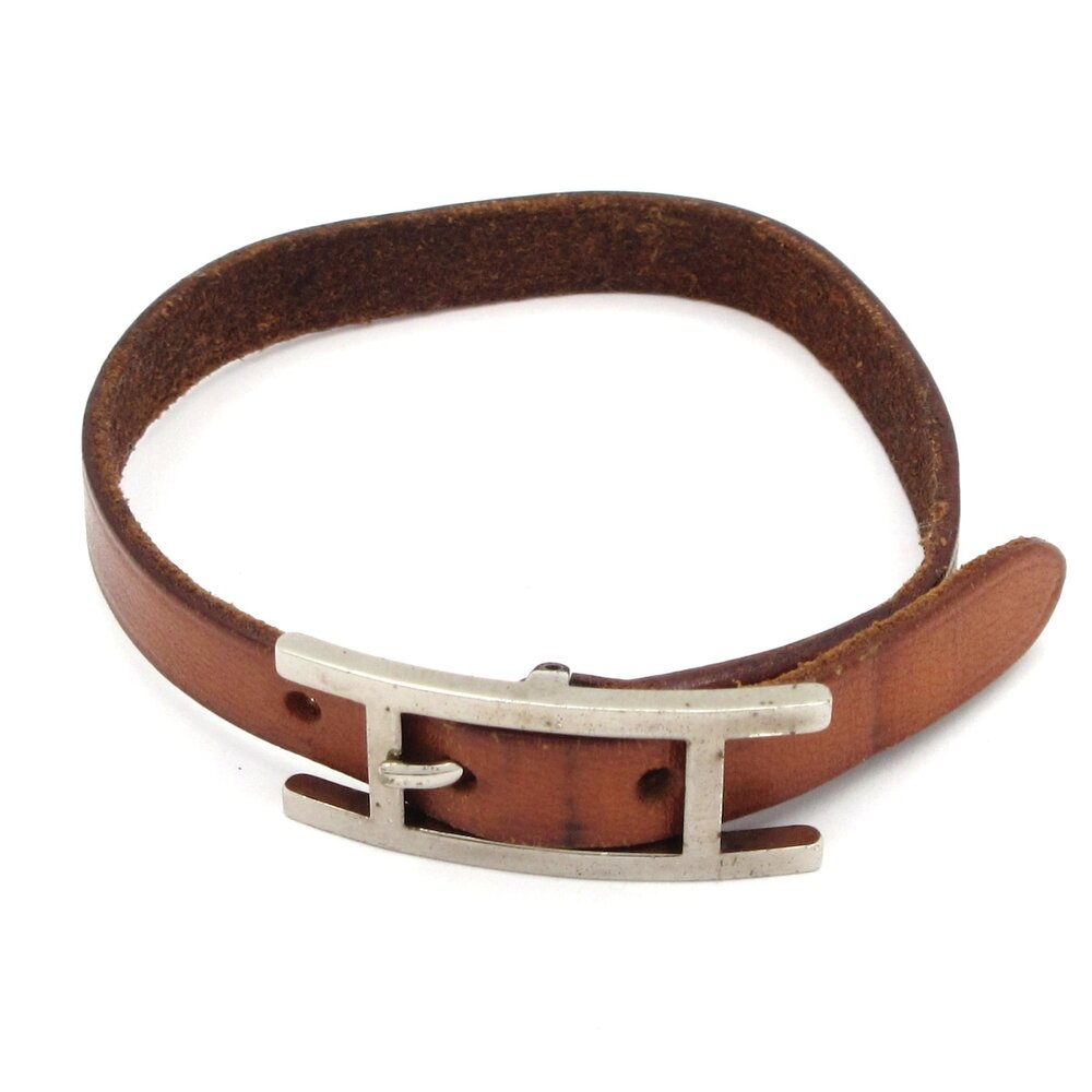 Hermès Hapi 3 Bracelet Brown Silver Leather Hardware